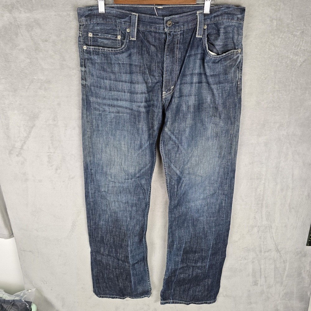 Levis 527 Slim Bootcut Jeans‎ Mens 37x34 Dark Wash Indigo Denim 100% Cotton